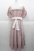 画像2: Maison de FLEUR Petite Robe canon / セーラーカラーギンガムワンピース M サーモン I-25-09-30-090-LO-OP-SA-ZI (2)