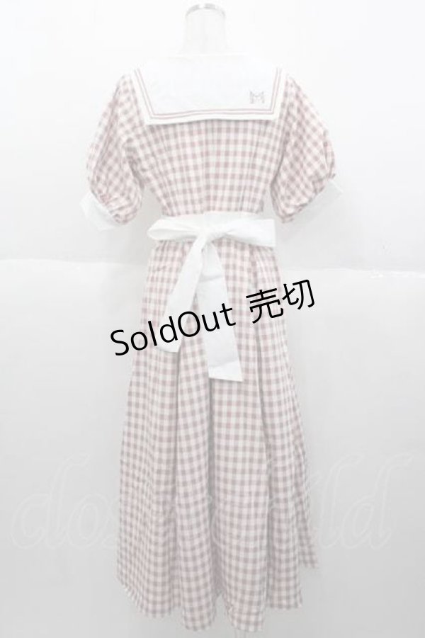 画像2: Maison de FLEUR Petite Robe canon / セーラーカラーギンガムワンピース M サーモン I-25-09-30-090-LO-OP-SA-ZI (2)