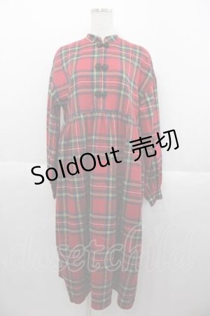 画像: Jamie エーエヌケー / チャイナチェックワンピース  赤チェック I-25-09-30-096-LO-OP-SA-ZI
