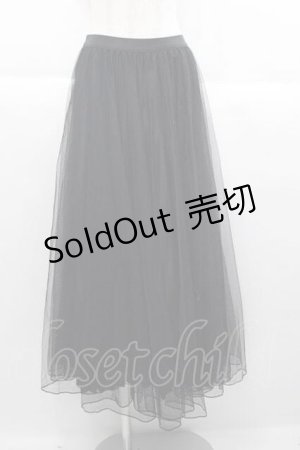 画像: DearMyLoveRose / チュールリボンロングスカート LL 黒 I-25-09-30-109-EL-SK-SA-ZI