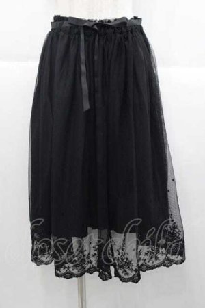 画像: F&A / 裾刺繍チュールスカート  ブラック I-25-09-30-113-LO-SK-SA-ZI