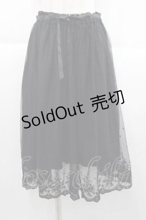 画像: F&A / 裾刺繍チュールスカート  ブラック I-25-09-30-113-LO-SK-SA-ZI