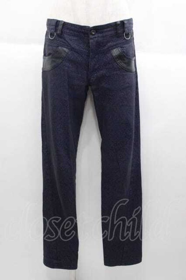 画像1: ALGONQUINS / レオパード柄パンツ  黒Ｘ青 I-25-09-30-121-AL-PA-SA-ZT207 (1)