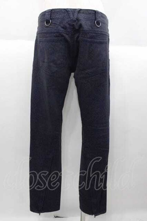 画像2: ALGONQUINS / レオパード柄パンツ  黒Ｘ青 I-25-09-30-121-AL-PA-SA-ZT207 (2)