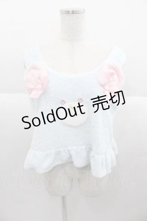 画像: Nile Perch / くまさんボアノースリーブトップス  サックスＸピンク I-25-09-30-021-LO-TO-SA-ZI