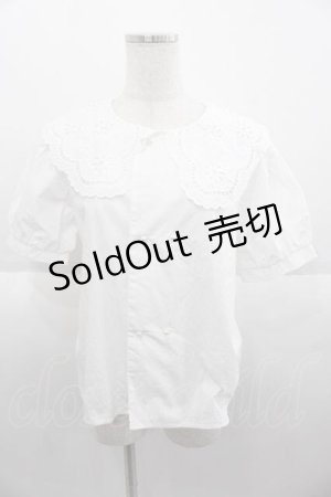 画像: DearMyLoveRose / スカラップ刺繍襟ブラウス 3L 白 I-25-09-30-003-EL-BL-SA-ZI