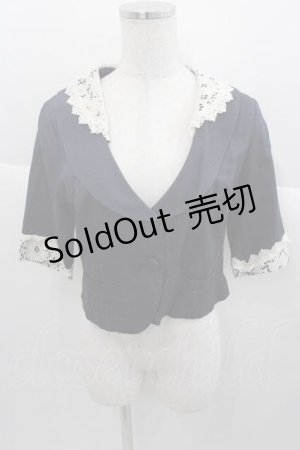 画像: an another angelus / レース襟半袖ジャケット  ネイビーＸ白 I-25-09-30-027-CA-JA-SA-ZI