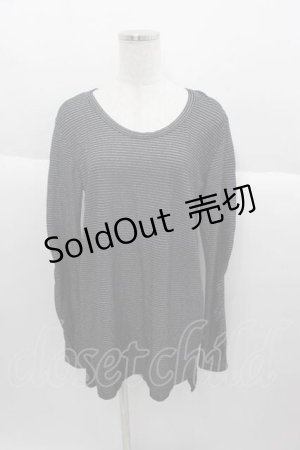 画像: WORLD WIDE LOVE！(Rydia) / ラメボーダーカットソー  黒Ｘシルバー I-25-09-30-032-PU-TO-SA-ZI