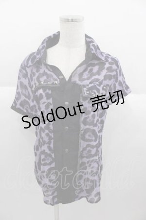 画像: SEX POT ReVeNGe / レオパードシースルー半袖ブラウス M パープルｘ黒 I-25-09-30-034-SP-BL-SA-ZI