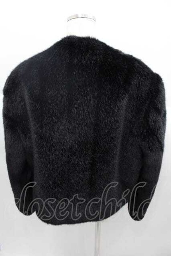 画像2: INGEBORG / 5つリボンフェイクファージャケット  黒 I-25-09-30-041-LO-JA-SA-ZS (2)