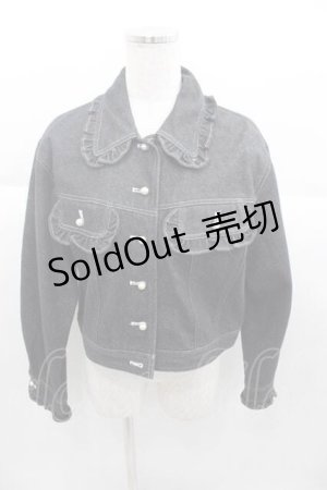画像: MILK / パールボタンフリル衿デニムジャケット  黒デニム I-25-09-30-042-ML-JA-SA-ZI