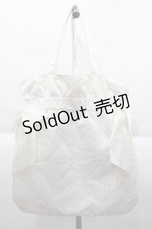 画像: Maison de FLEUR / ダブルリボンギャザートートバッグ  白 I-25-10-04-033-LO-BG-SA-ZI