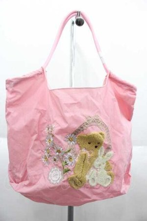 画像: m petit by misako / クマ刺繍バッグ  ピンク I-25-10-04-038-LO-BG-SA-ZI