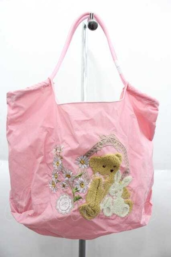 画像1: m petit by misako / クマ刺繍バッグ  ピンク I-25-10-04-038-LO-BG-SA-ZI (1)