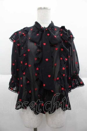 画像: Angelic Pretty / Petit Heartブラウス  黒ｘ赤 I-25-10-04-046-AP-BL-SA-ZI