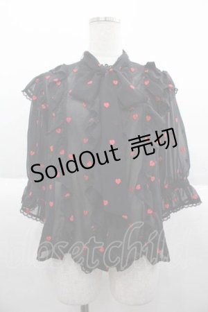 画像: Angelic Pretty / Petit Heartブラウス  黒ｘ赤 I-25-10-04-046-AP-BL-SA-ZI