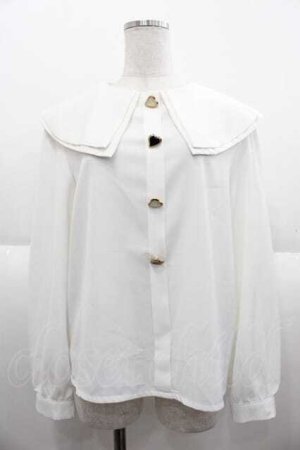 画像: DearMyLoveRose / ハートボタンブラウス LL 白 I-25-10-04-049-EL-BL-SA-ZI