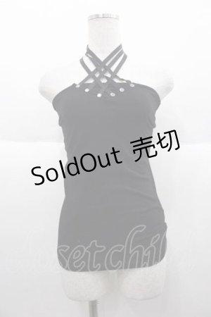 画像: SEX POT ReVeNGe / 編み上げキャミトップス  黒 I-25-10-04-057-SP-TO-HR-ZI