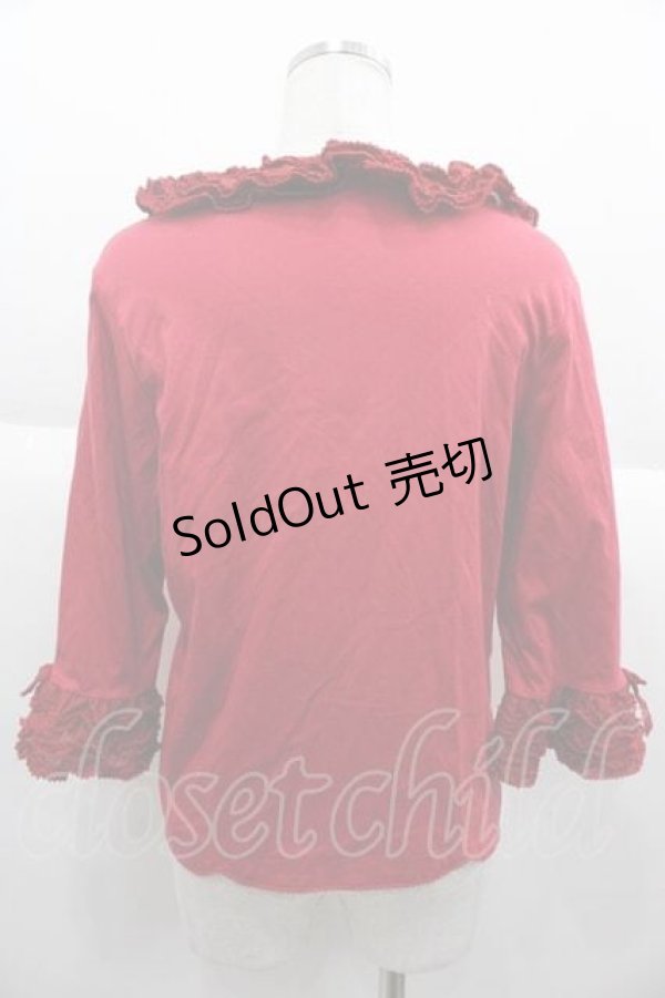 画像2: PINK HOUSE / ローンフリル使いスムースカーディガン  赤 I-25-10-04-060-LO-TO-SA-ZI (2)