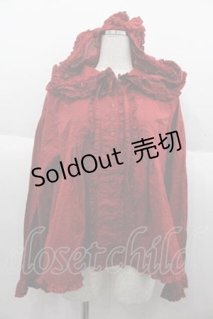 画像: PINK HOUSE / リボンモチーフ使いフードブラウス  赤 I-25-10-04-061-LO-BL-SA-ZI