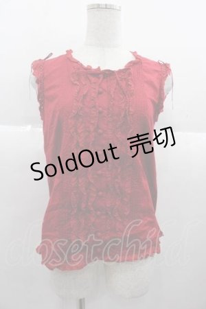 画像: PINK HOUSE / フロントピンタックレースノースリーブブラウス  赤 I-25-10-04-062-LO-BL-SA-ZI