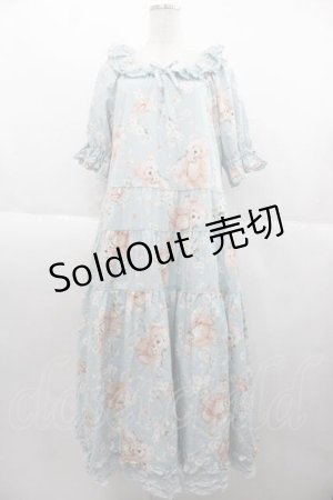 画像: PINK HOUSE / 桜Teddyプリントワンピース  サックス I-25-10-04-091-LO-OP-SA-ZI