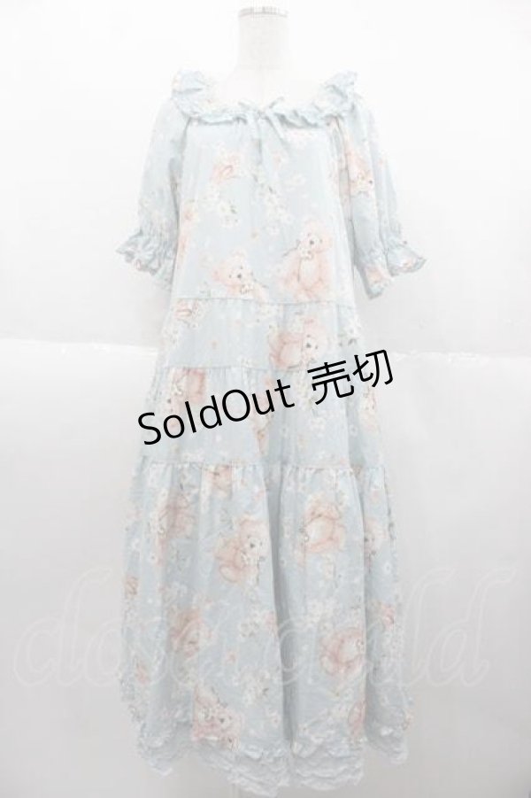 画像1: PINK HOUSE / 桜Teddyプリントワンピース  サックス I-25-10-04-091-LO-OP-SA-ZI (1)