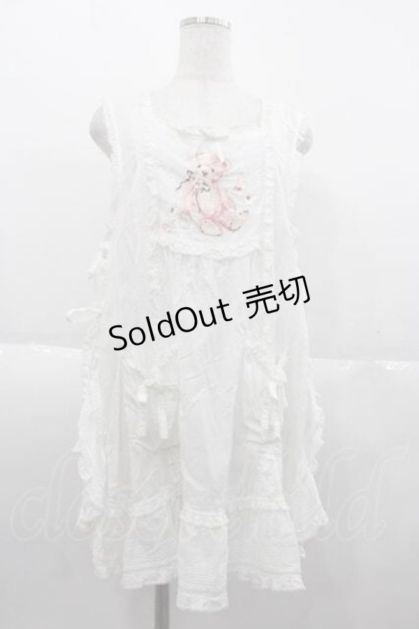 画像1: PINK HOUSE / 桜Teddy刺繍使いローンタブリエ  白 I-25-10-04-093-LO-TO-SA-ZI (1)