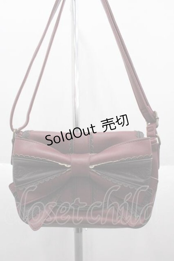 画像1: axes femme / リボンショルダーバッグ  ボルドー I-25-10-04-019-AX-BG-SA-ZI (1)
