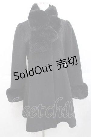 画像: evelyn / ビジューブローチ付きコート  黒Ｘシルバー I-25-10-10-035-LO-CO-SA-ZI