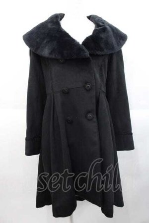 画像: axes femme / ファーショールカラー付コート  黒 I-25-10-10-037-AX-CO-SA-ZI