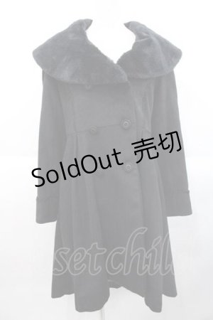 画像: axes femme / ファーショールカラー付コート  黒 I-25-10-10-037-AX-CO-SA-ZI