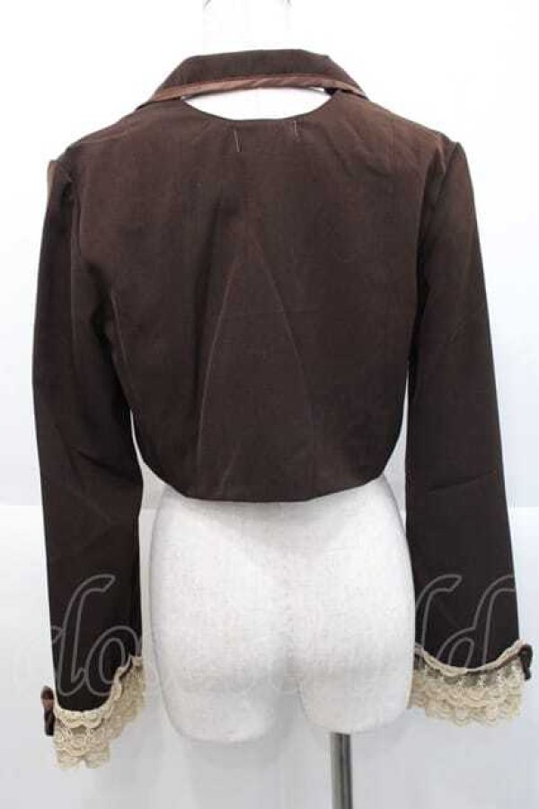 画像2: MARBLE / パイピング飾りエンブレムショートジャケット  ブラウン I-25-10-10-039-GO-JA-SA-ZI (2)