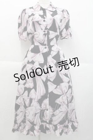 画像: MILK / ローブ ド リボンドレス  黒Ｘピンク I-25-10-10-052-ML-OP-SA-ZI