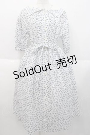 画像: Jane Mrple / Harmony cross stitch collar dress ドレス  白Ｘ青 I-25-10-10-053-LO-OP-SA-ZI