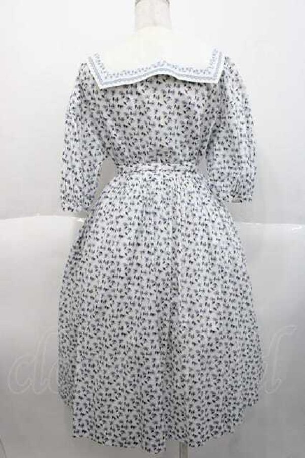 画像2: Jane Mrple / Harmony cross stitch collar dress ドレス  白Ｘ青 I-25-10-10-053-LO-OP-SA-ZI (2)