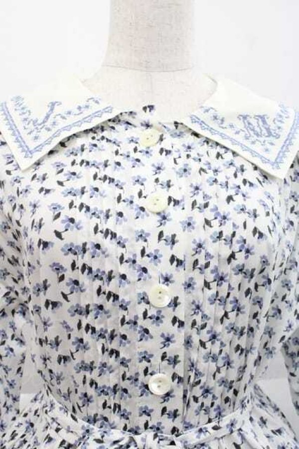 画像3: Jane Mrple / Harmony cross stitch collar dress ドレス  白Ｘ青 I-25-10-10-053-LO-OP-SA-ZI (3)
