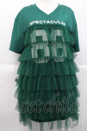 画像: jouetie / ナンバリングチュールドッキングワンピース  緑 I-25-10-10-069-EL-OP-SA-ZI
