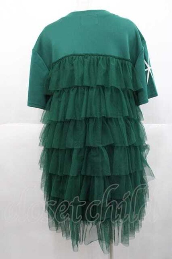 画像2: jouetie / ナンバリングチュールドッキングワンピース  緑 I-25-10-10-069-EL-OP-SA-ZI (2)
