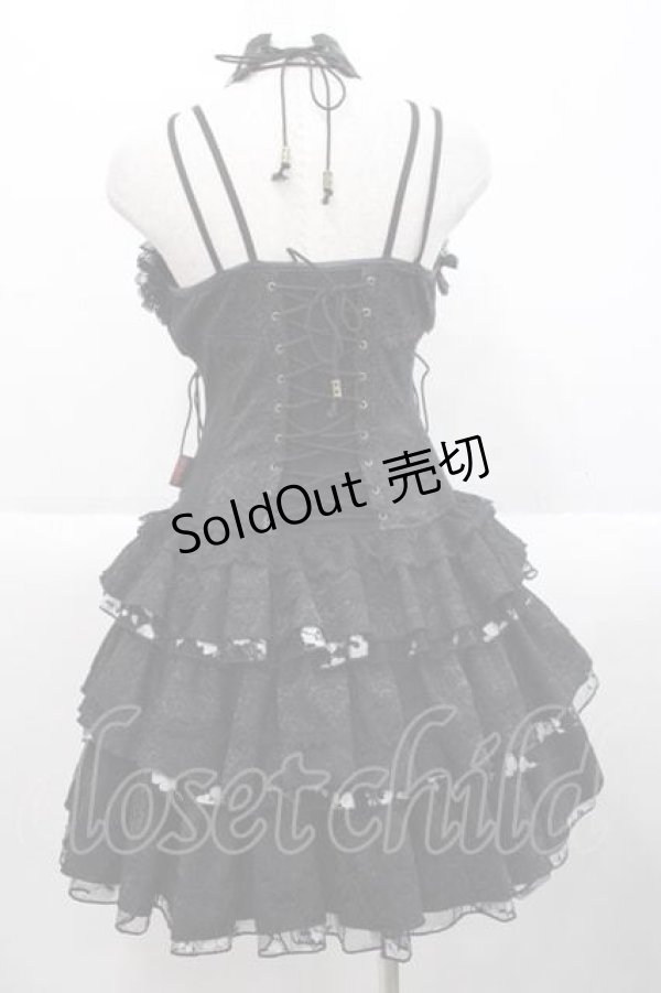 画像2: Ozz oneste / チャイナ&レースアップキャミビスチェジャンパースカート  黒 I-25-10-10-078-OO-OP-SA-ZI (2)