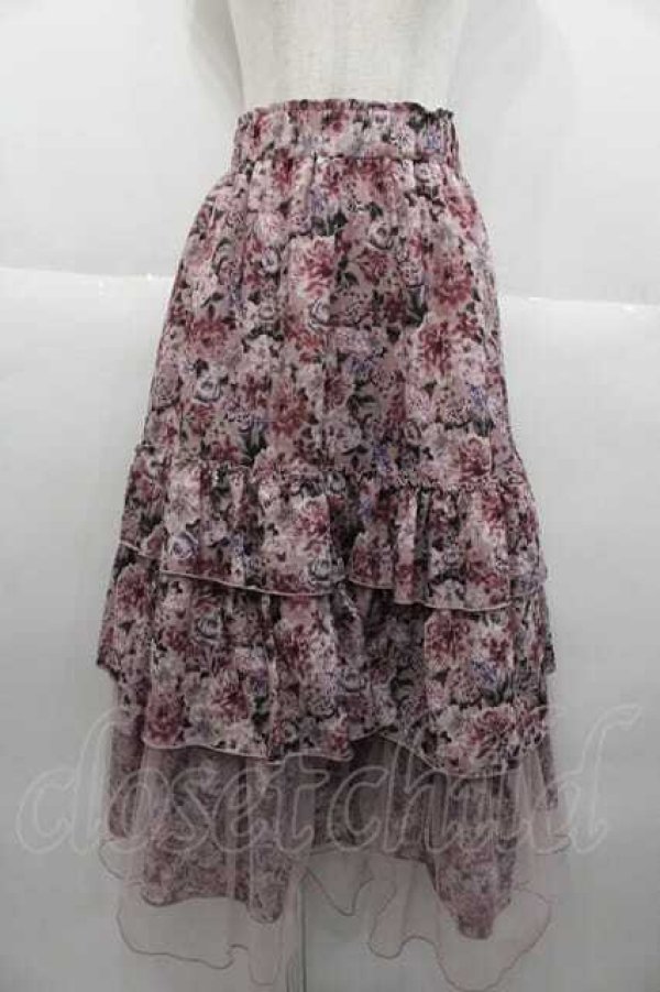 画像1: axes femme / フルールPTティアードスカート  ピンク I-25-10-10-105-AX-SK-SA-ZI (1)