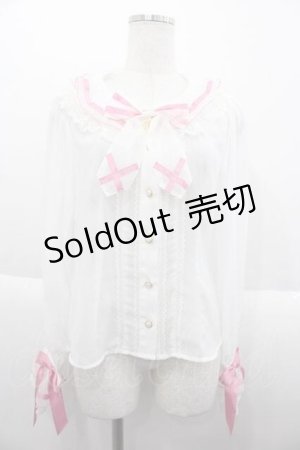 画像: BABY,THE STARS SHINE BRIGHT / Ruban le Lien a la modeブラウス  白Ｘピンク I-25-10-10-011-BA-BL-SA-ZI