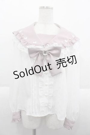画像: Ank Rouge / リボンセーラー半袖ブラウス  ピンクＸ白 I-25-10-10-014-CA-BL-SA-ZI