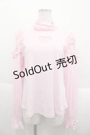 画像: Angelic Pretty / Lacy Heartタートルネックカットソー  ピンク I-25-10-10-017-AP-TO-SA-ZI