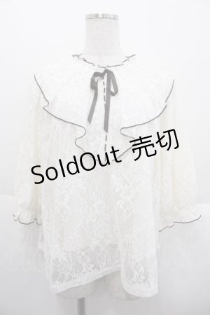 画像: axes femme / レースハイネックトップス  白Ｘブラウン I-25-10-10-020-AX-TO-SA-ZI
