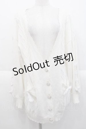 画像: Amavel / 袖編み上げカーディガン  白 I-25-10-10-024-CA-TO-SA-ZI
