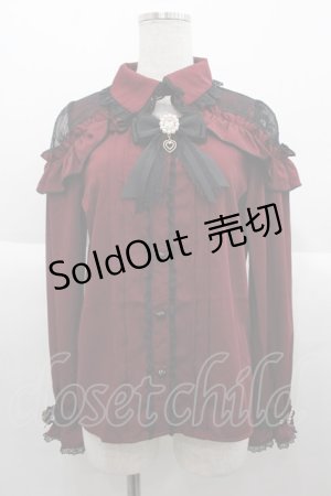 画像: Rojita / 肩レーシーフリル切替ブラウス  ボルドー I-25-10-15-006-LO-BL-HR-ZI