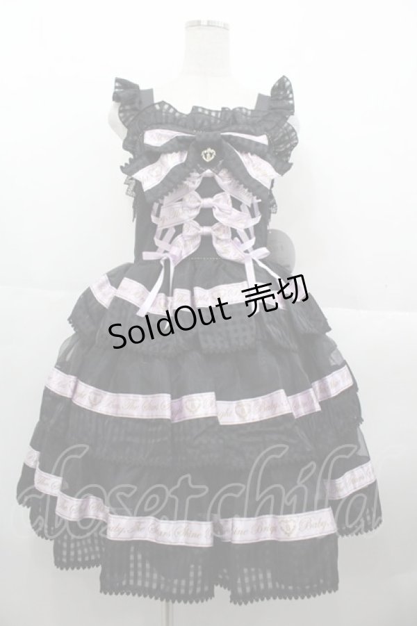 画像1: BABY,THE STARS SHINE BRIGHT / Sweet Best Wishesジャンパースカート＆リボンクリップセット  黒Ｘラベンダー I-25-10-15-048-BA-OP-SA-ZI (1)