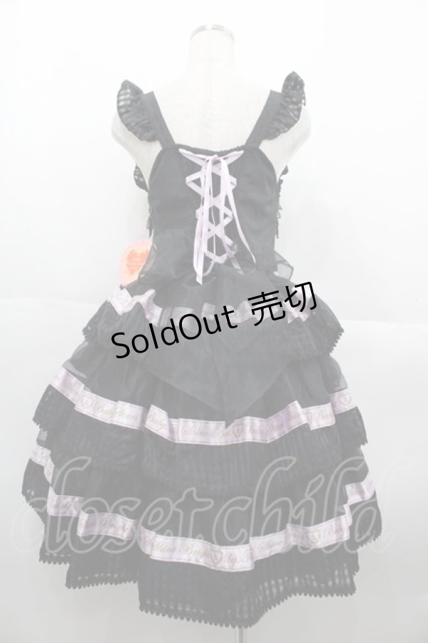 画像2: BABY,THE STARS SHINE BRIGHT / Sweet Best Wishesジャンパースカート＆リボンクリップセット  黒Ｘラベンダー I-25-10-15-048-BA-OP-SA-ZI (2)