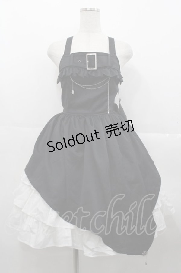 画像1: ALICE and the PIRATES / 蜘蛛の巣おばけプリントジャンパースカート  黒Ｘ白 I-25-10-15-050-PA-OP-SA-ZI (1)